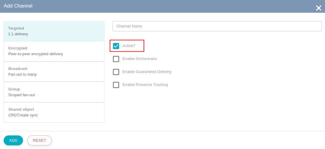Figure 2: Create new Channel