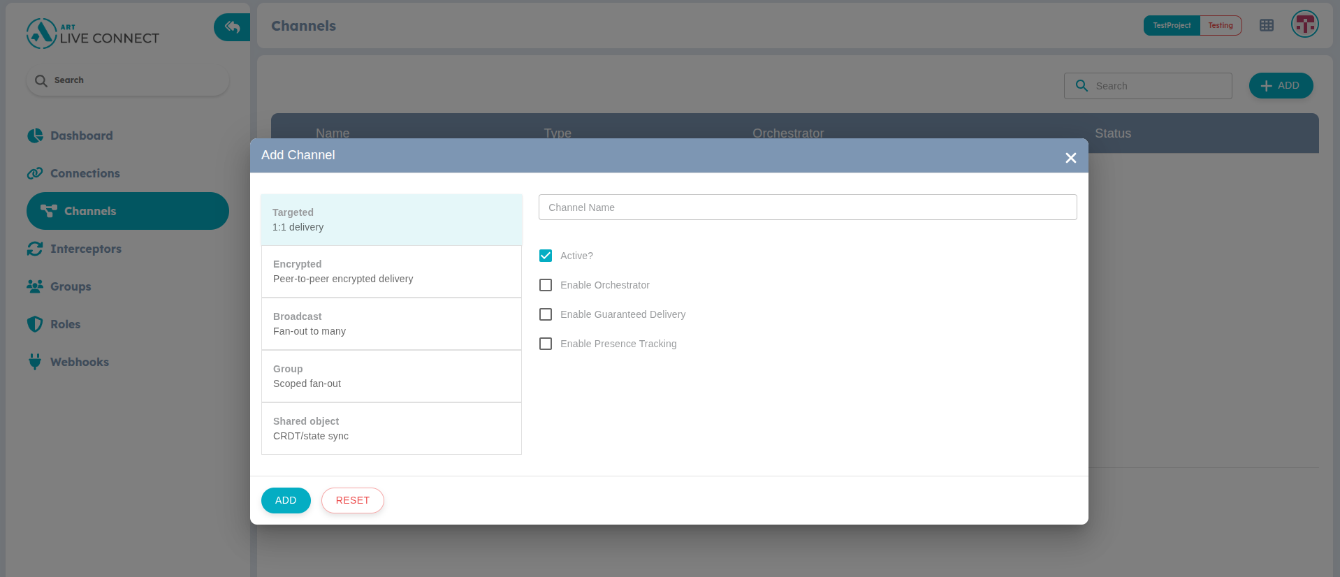 Figure 3: Add Channel