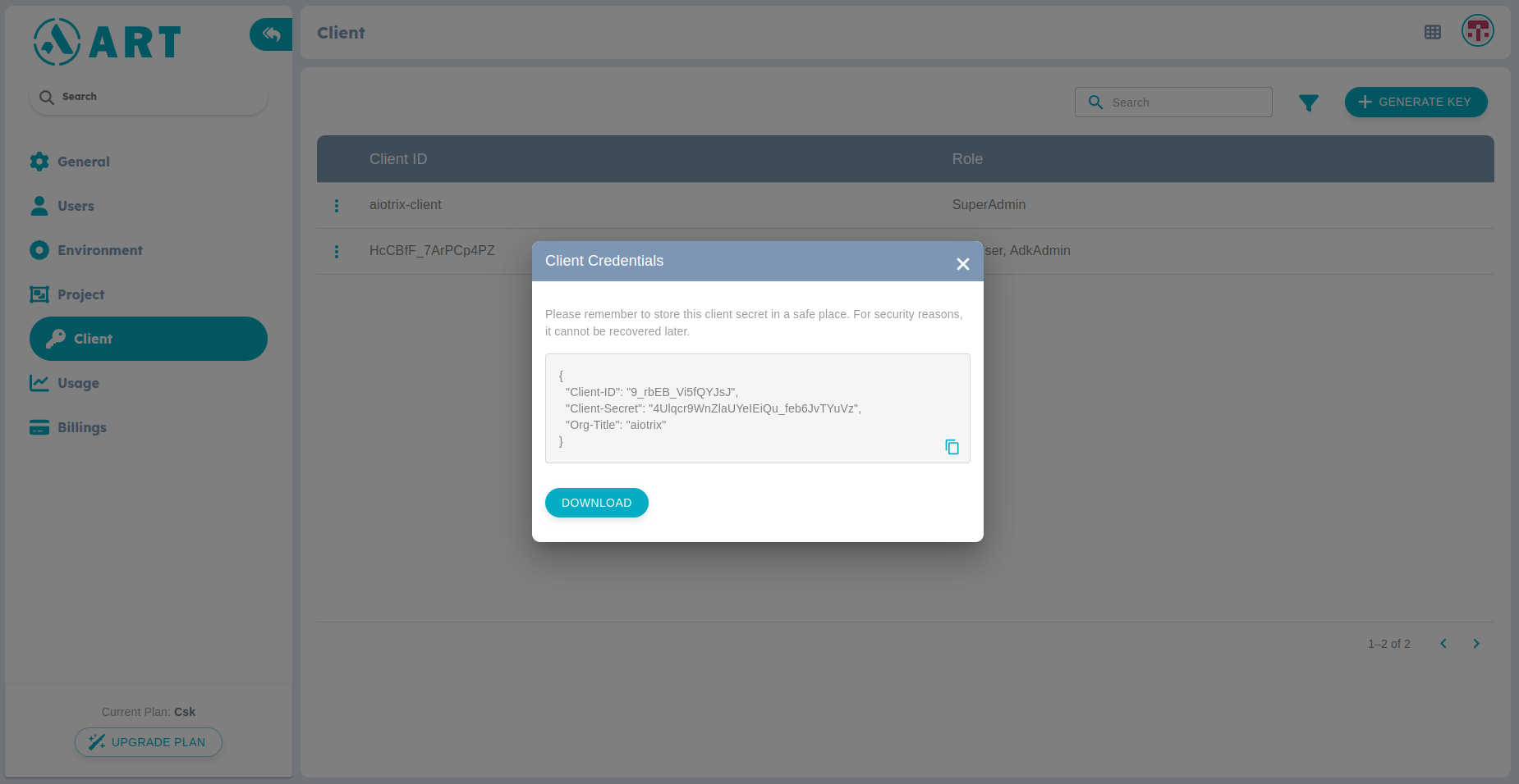 Figure 1: Profile settings