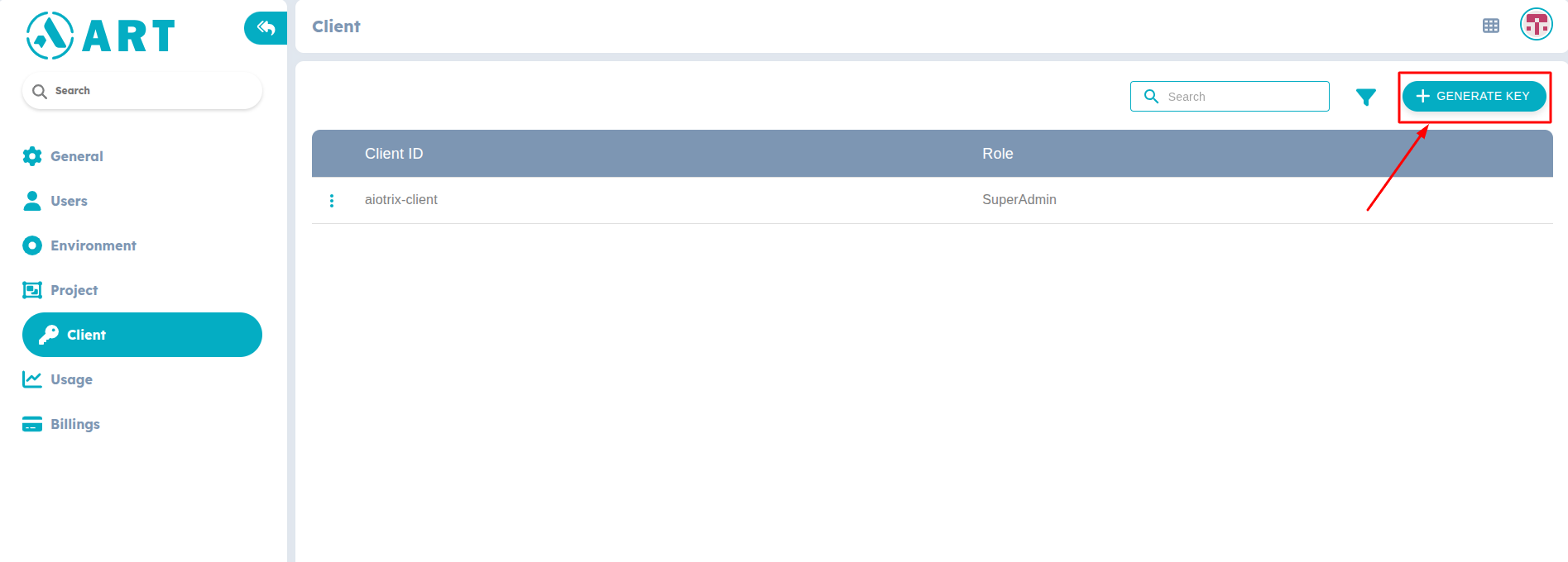 Figure 2: Generate Client Credentials