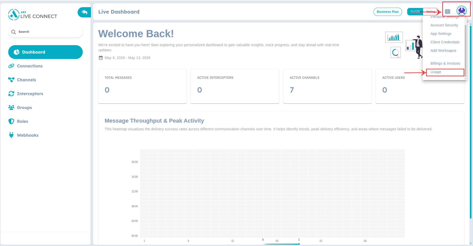 Figure 1: Go to Usage page